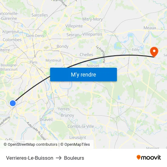 Verrieres-Le-Buisson to Bouleurs map