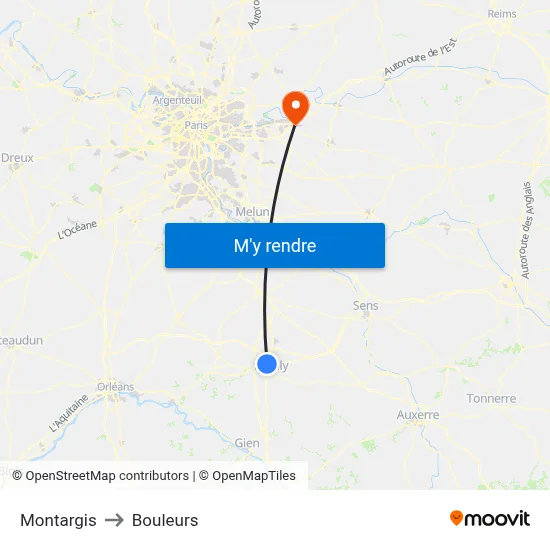 Montargis to Bouleurs map