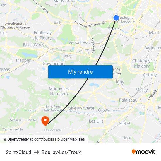 Saint-Cloud to Boullay-Les-Troux map