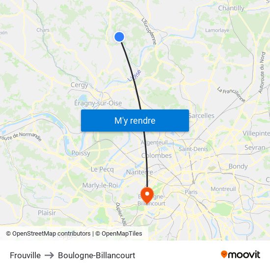 Frouville to Boulogne-Billancourt map