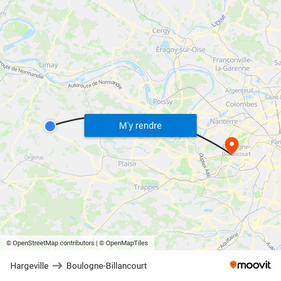 Hargeville to Boulogne-Billancourt map