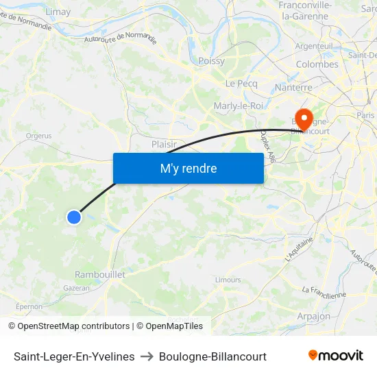 Saint-Leger-En-Yvelines to Boulogne-Billancourt map