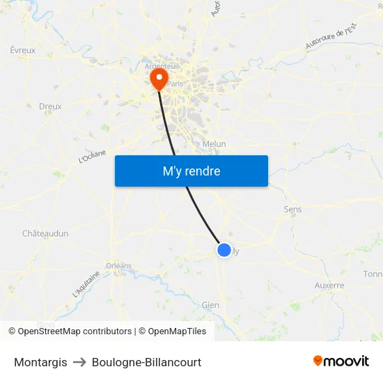 Montargis to Boulogne-Billancourt map