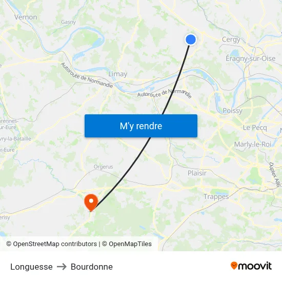 Longuesse to Bourdonne map
