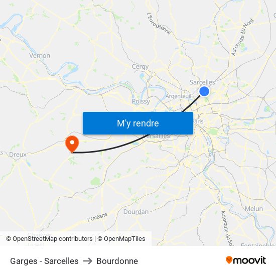 Garges - Sarcelles to Bourdonne map