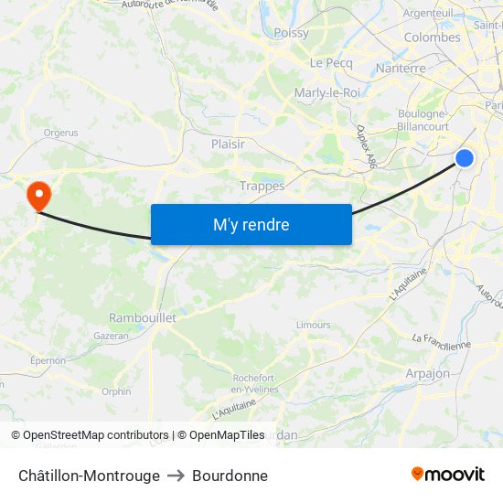 Châtillon-Montrouge to Bourdonne map