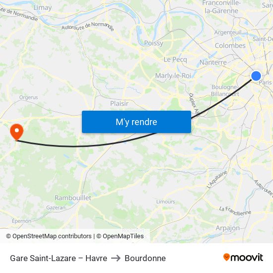 Gare Saint-Lazare – Havre to Bourdonne map