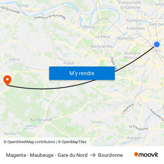 Magenta - Maubeuge - Gare du Nord to Bourdonne map