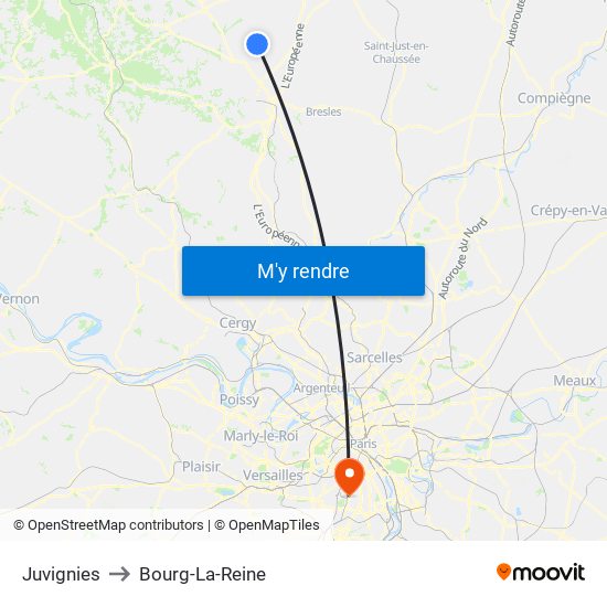 Juvignies to Bourg-La-Reine map