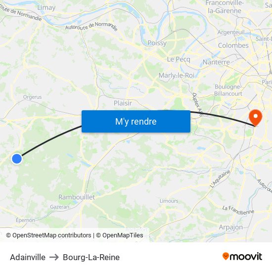 Adainville to Bourg-La-Reine map