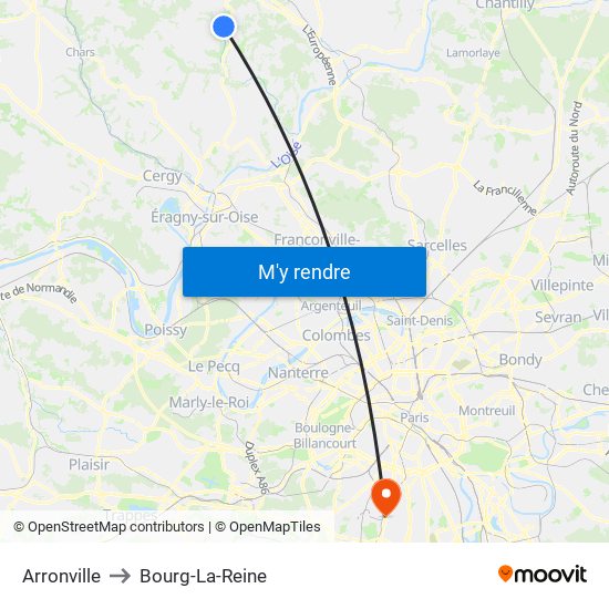 Arronville to Bourg-La-Reine map