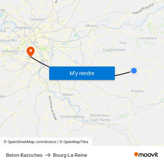 Beton-Bazoches to Bourg-La-Reine map