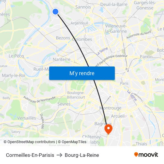 Cormeilles-En-Parisis to Bourg-La-Reine map