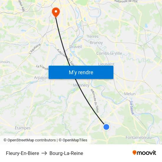 Fleury-En-Biere to Bourg-La-Reine map