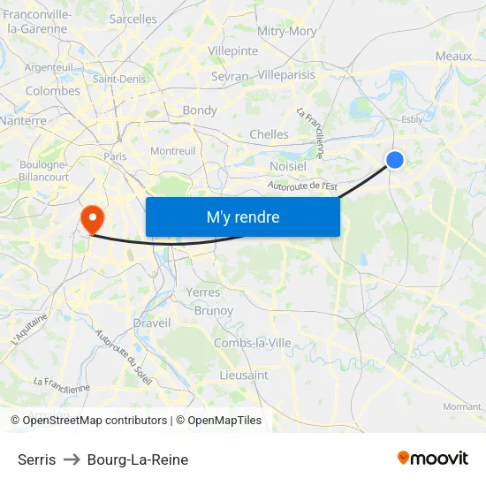 Serris to Bourg-La-Reine map