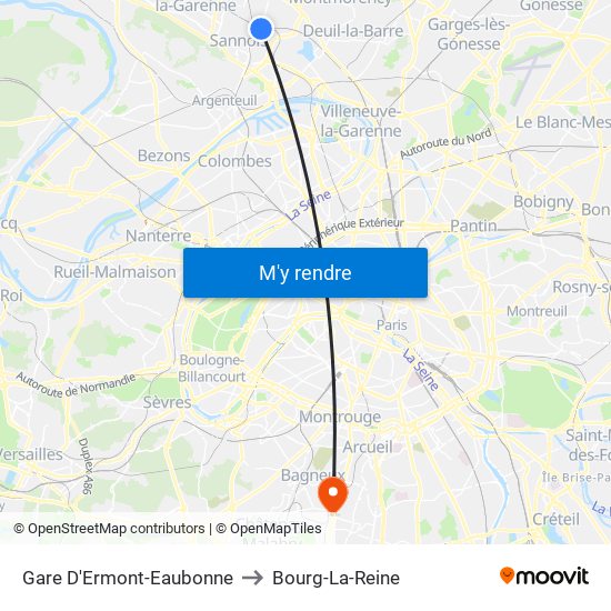 Gare D'Ermont-Eaubonne to Bourg-La-Reine map