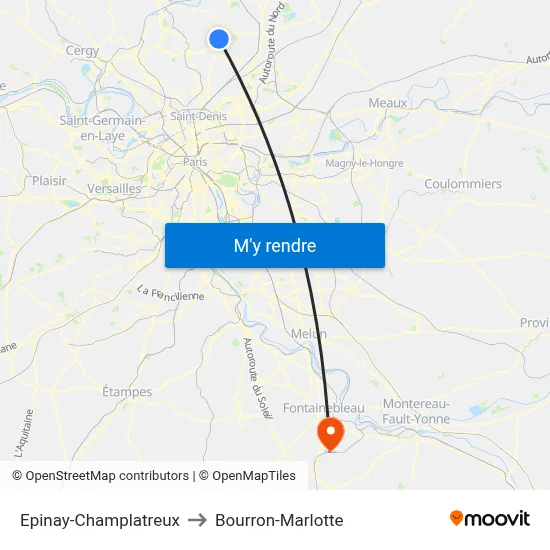 Epinay-Champlatreux to Bourron-Marlotte map