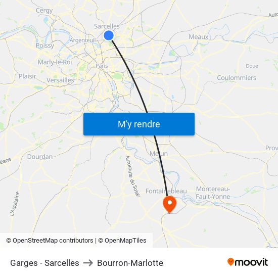Garges - Sarcelles to Bourron-Marlotte map