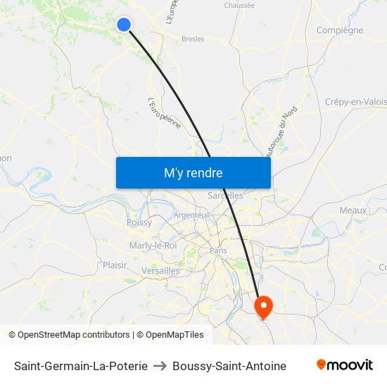 Saint-Germain-La-Poterie to Boussy-Saint-Antoine map