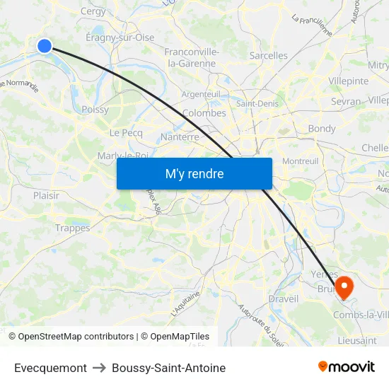 Evecquemont to Boussy-Saint-Antoine map