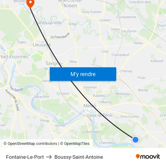 Fontaine-Le-Port to Boussy-Saint-Antoine map