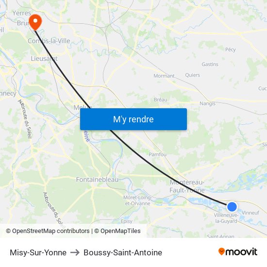 Misy-Sur-Yonne to Boussy-Saint-Antoine map