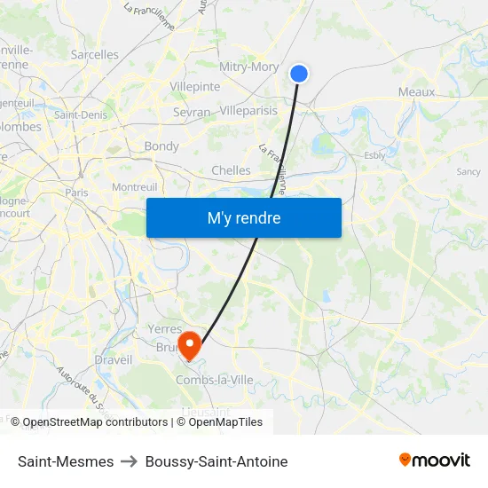 Saint-Mesmes to Boussy-Saint-Antoine map