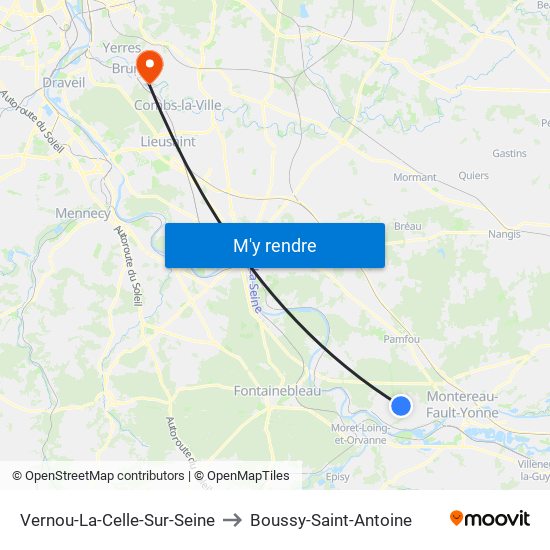 Vernou-La-Celle-Sur-Seine to Boussy-Saint-Antoine map