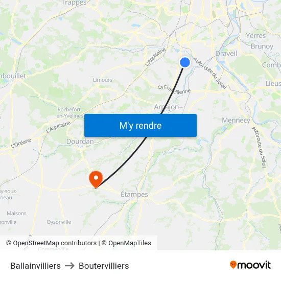 Ballainvilliers to Boutervilliers map