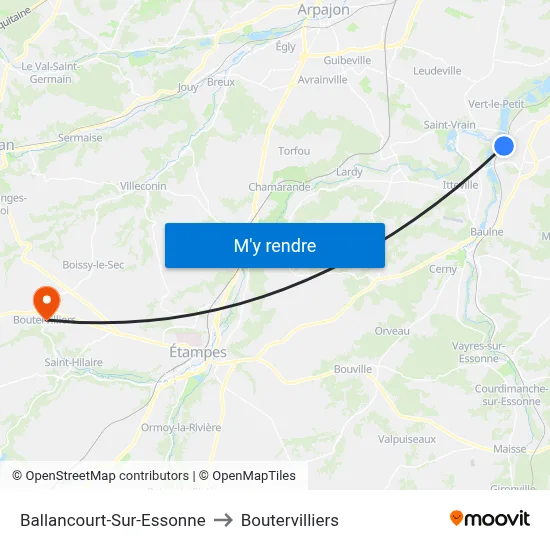 Ballancourt-Sur-Essonne to Boutervilliers map