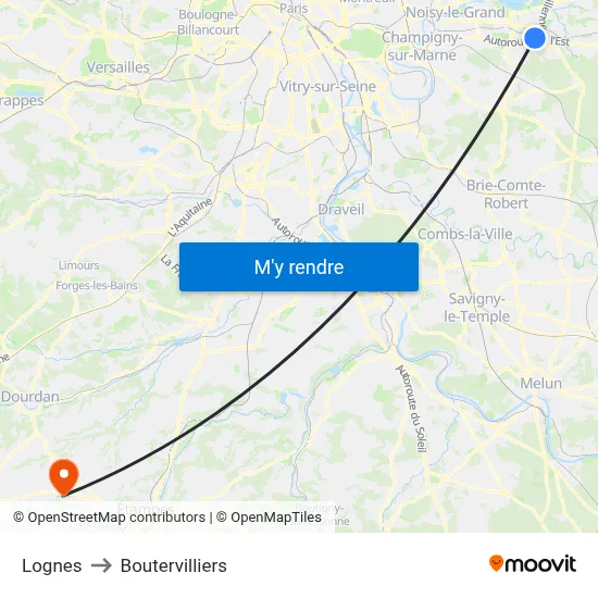 Lognes to Boutervilliers map