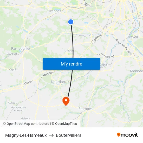 Magny-Les-Hameaux to Boutervilliers map