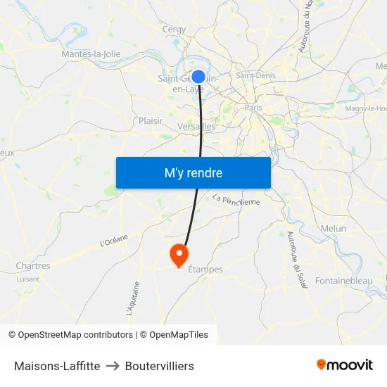 Maisons-Laffitte to Boutervilliers map