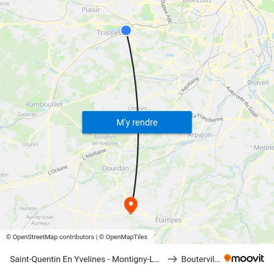 Saint-Quentin En Yvelines - Montigny-Le-Bretonneux to Boutervilliers map