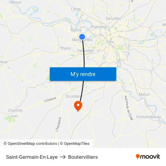 Saint-Germain-En-Laye to Boutervilliers map
