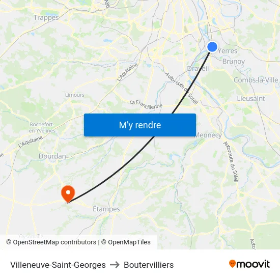 Villeneuve-Saint-Georges to Boutervilliers map