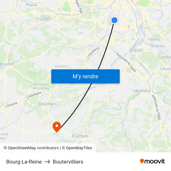 Bourg-La-Reine to Boutervilliers map