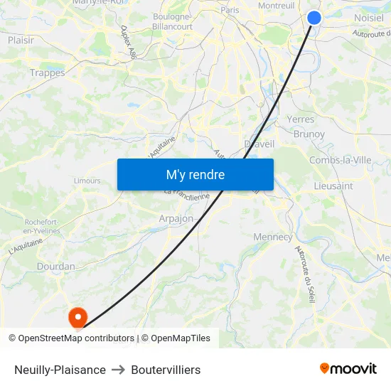 Neuilly-Plaisance to Boutervilliers map