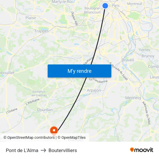 Pont de L'Alma to Boutervilliers map