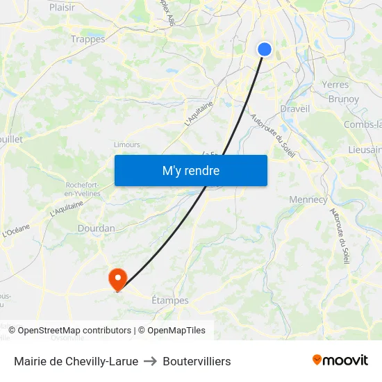 Mairie de Chevilly-Larue to Boutervilliers map
