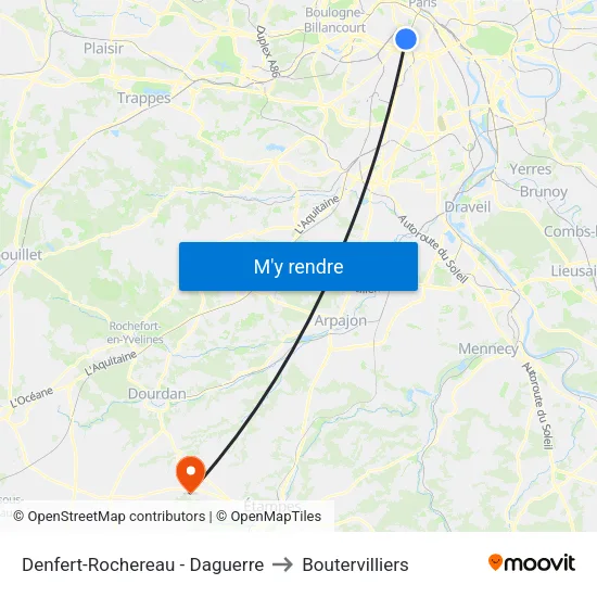 Denfert-Rochereau - Daguerre to Boutervilliers map