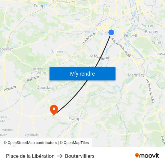 Place de la Libération to Boutervilliers map