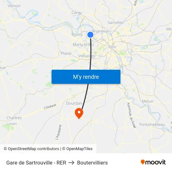 Gare de Sartrouville - RER to Boutervilliers map