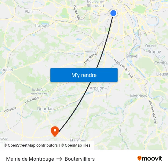 Mairie de Montrouge to Boutervilliers map