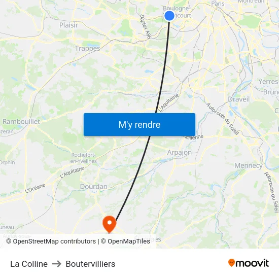 La Colline to Boutervilliers map
