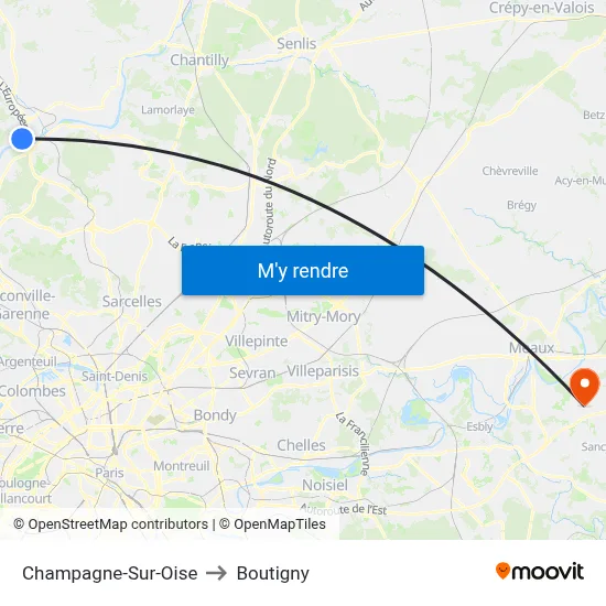 Champagne-Sur-Oise to Boutigny map