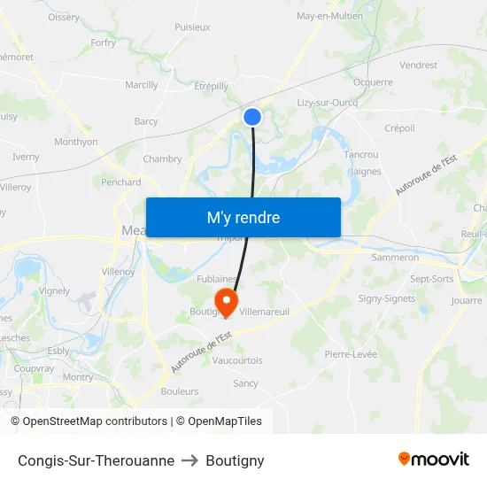 Congis-Sur-Therouanne to Boutigny map