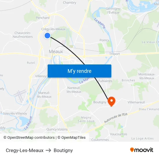 Cregy-Les-Meaux to Boutigny map
