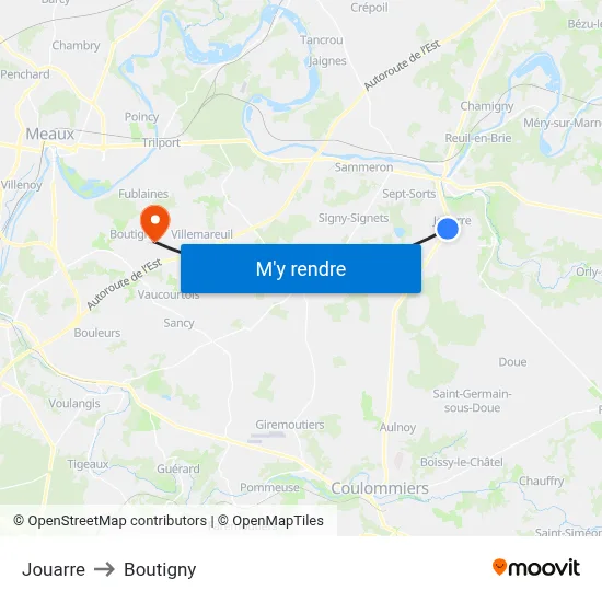 Jouarre to Boutigny map