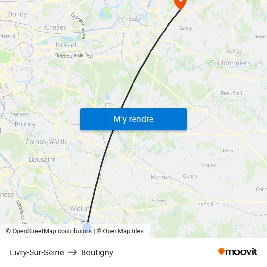 Livry-Sur-Seine to Boutigny map